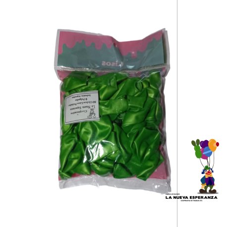 Perlado Liso Verde Manzana x 50 unidades (9 pulgadas)
