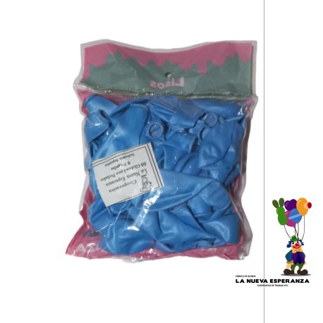 Perlado Liso Celeste x 50 unidades (9 pulgadas)